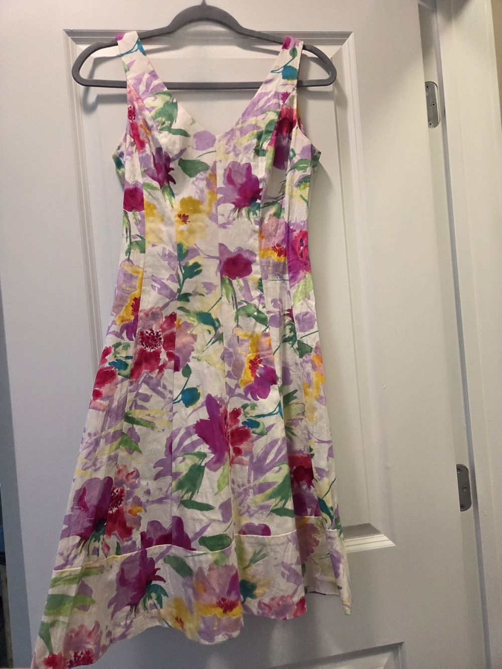Chaps Floral Sleeveless Midi Dress Size 2 Multicolor Cotton